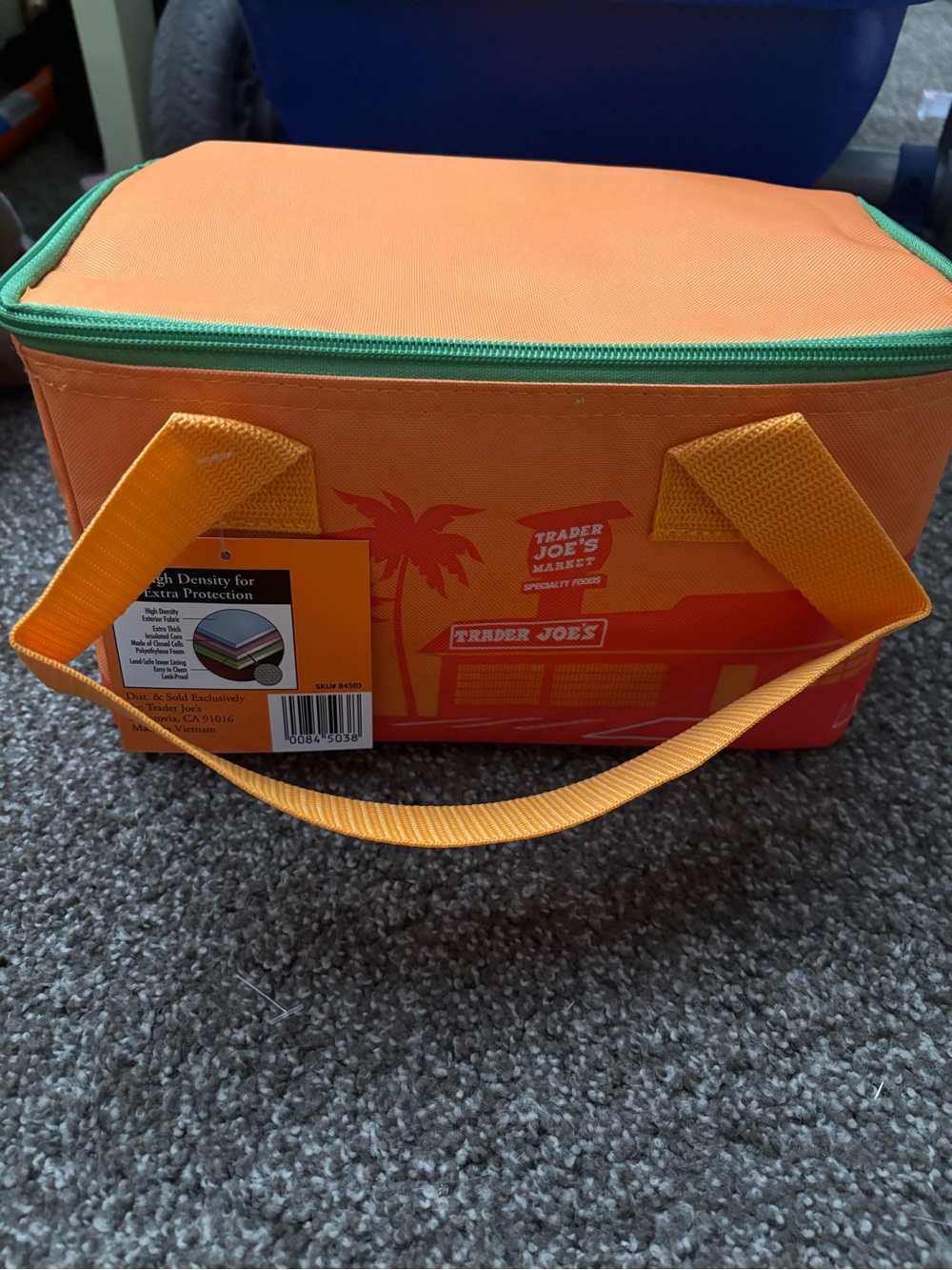 Trader Joe's Orange and Green Mini Insulated Bag - Picture 2 of 2